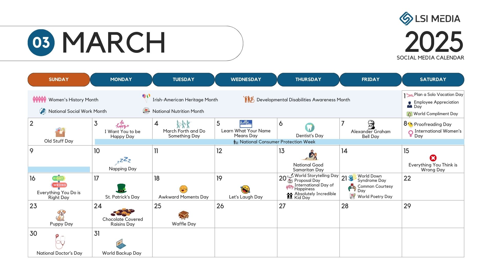 MARCH (1) March 2025 Social Media Content Calendar