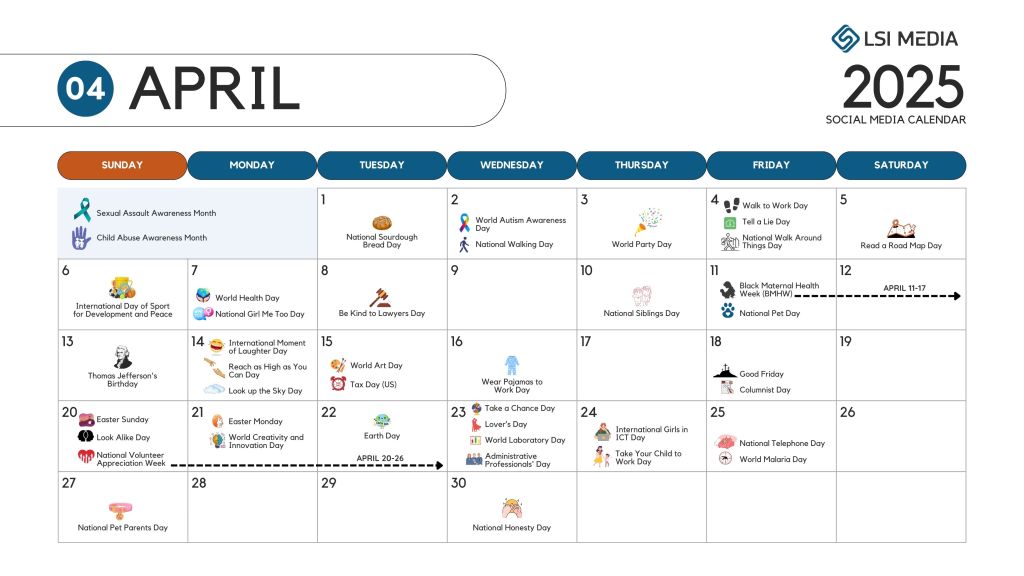 APRIL – Social Media Content Calendar