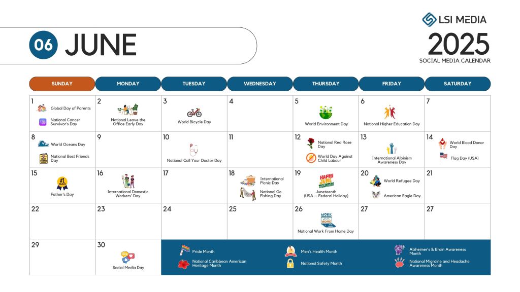 JUNE Social Media Calendar