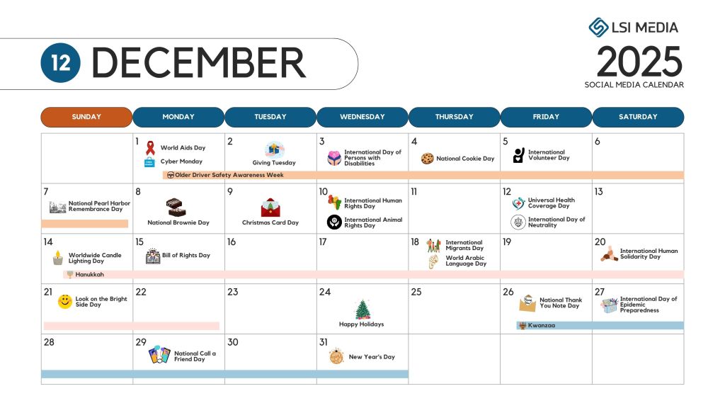 DECEMBER December Social Media Calendar