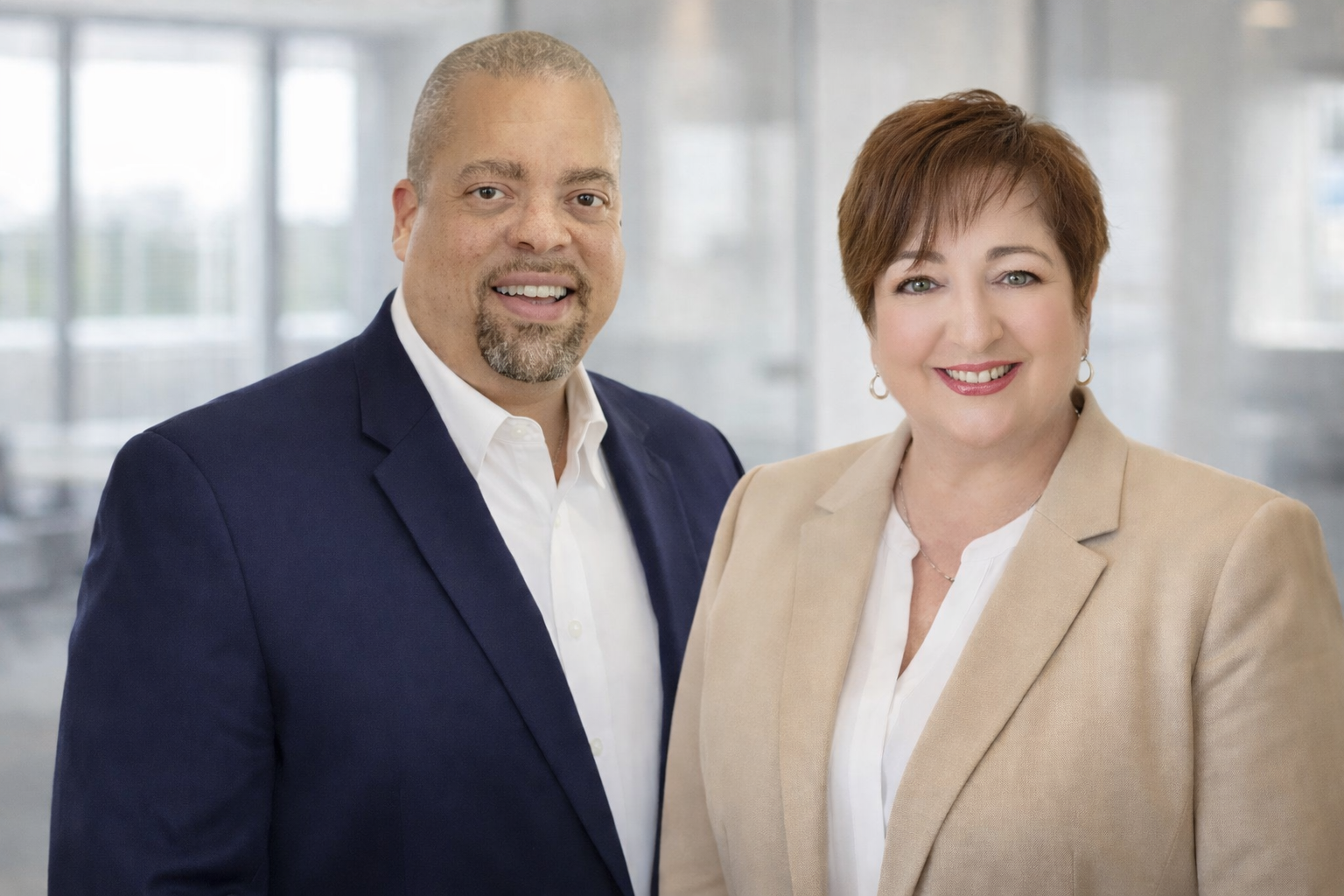 LSI Media LLC CEO Idris Grant and COO Sabine Grant in modern office