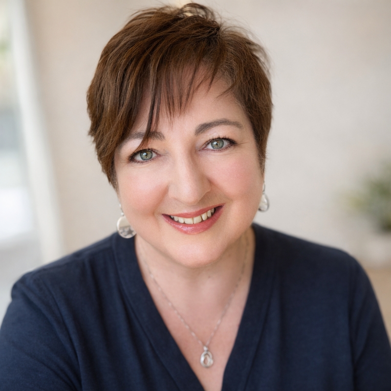 LSI Media COO Sabine Grant, PMP, DHS Certified Trusted Tester, Adobe Product Specialist headshot in office